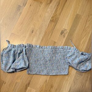 Emory Park Blue Floral Crop Top